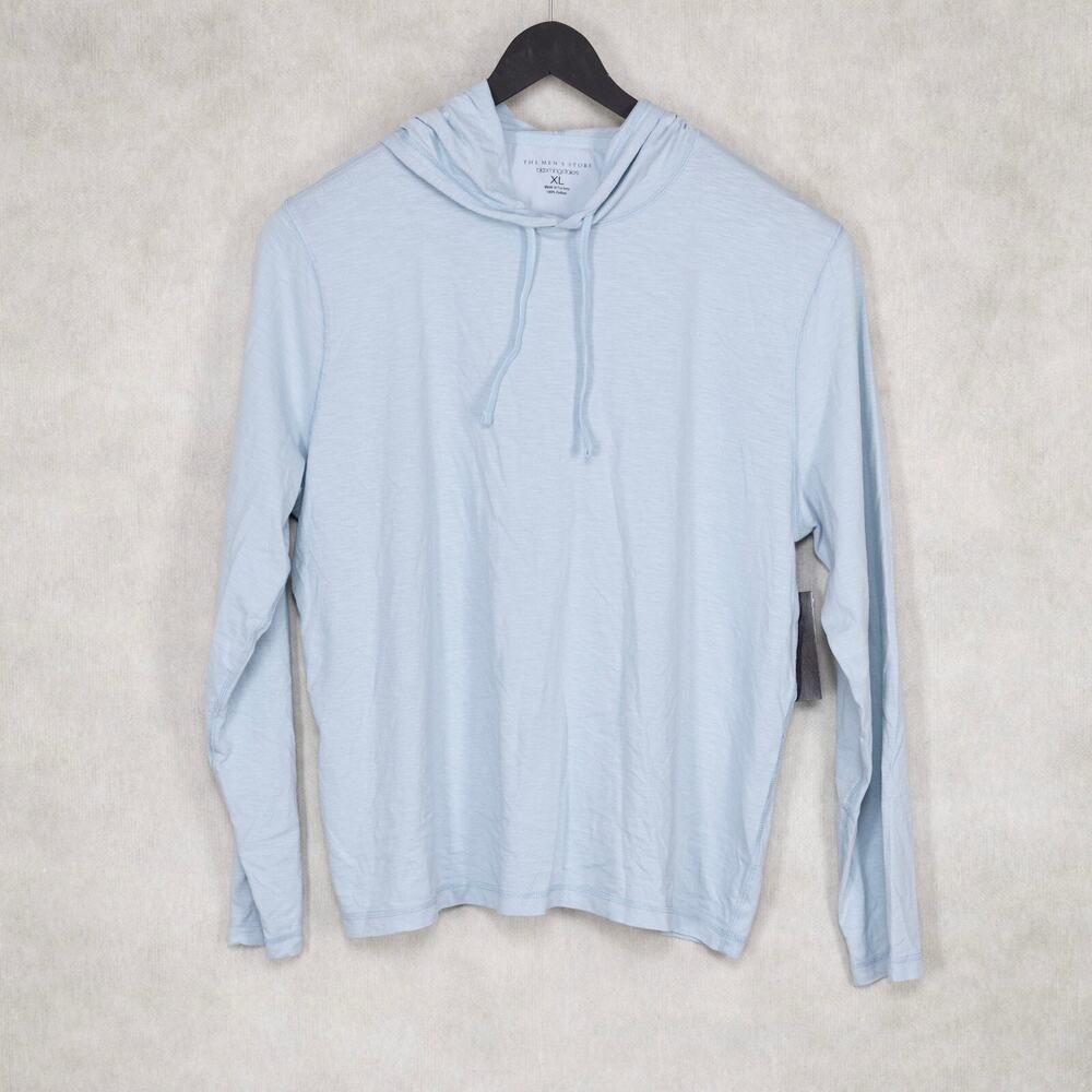 The Men's Store Cotton Slub Hoodie Celestialc Blue Size XL